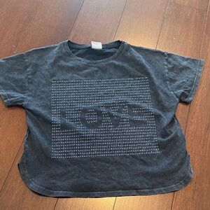 Zara Girls Kids Love Graphic T-Shirt - Black
